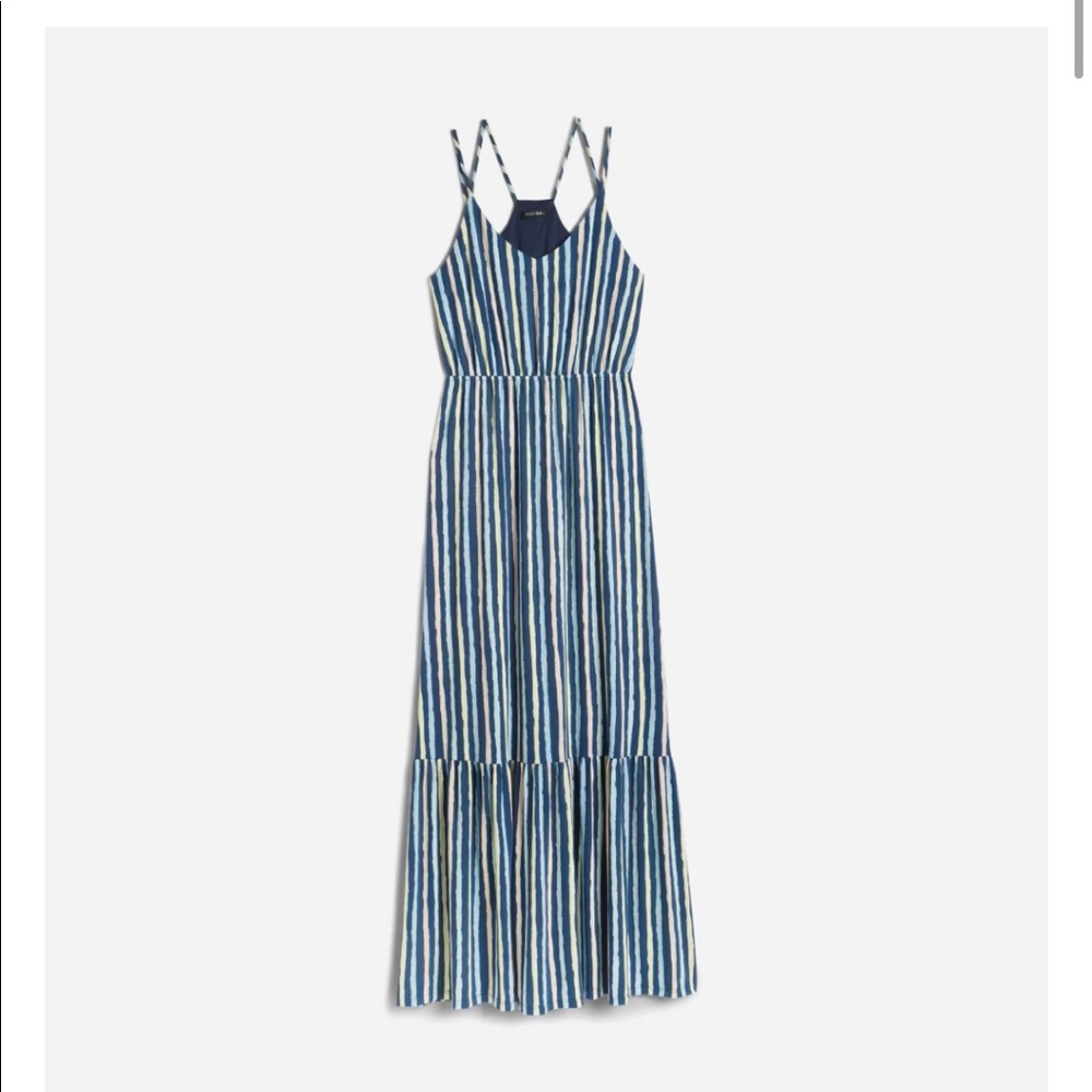 Papermoon Blue and White Striped Maxi Dress